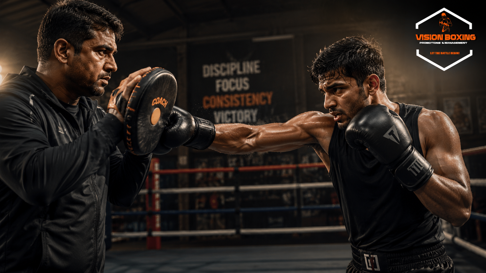 Boxing gym near Electronic City Bangalore with coach training a boxer